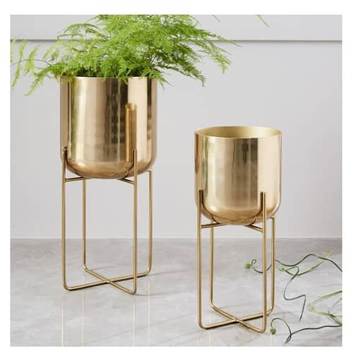 Florence Metal Iron Planter With Stand (Set of 2)