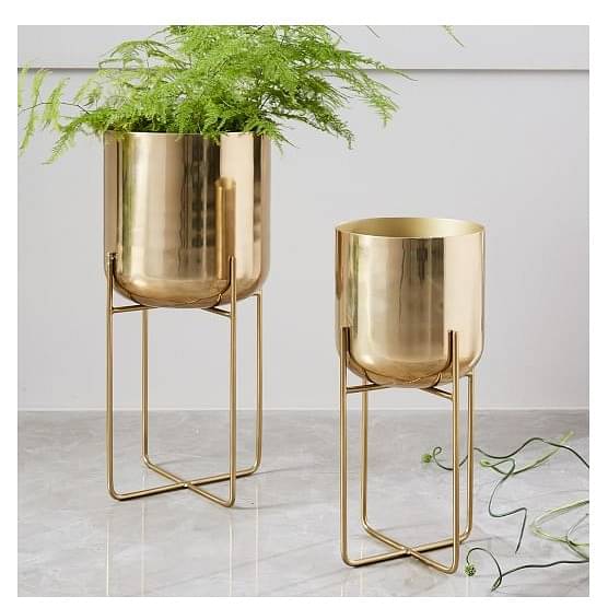 Florence Metal Iron Planter With Stand (Set of 2)