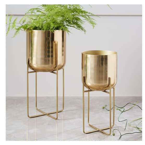 Florence Metal Iron Planter With Stand (Set of 2) - top_view