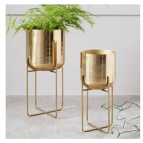 Florence Metal Iron Planter With Stand (Set of 2)
