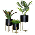Floor Standing Planters with Metal Stand (Set of 3) - photo