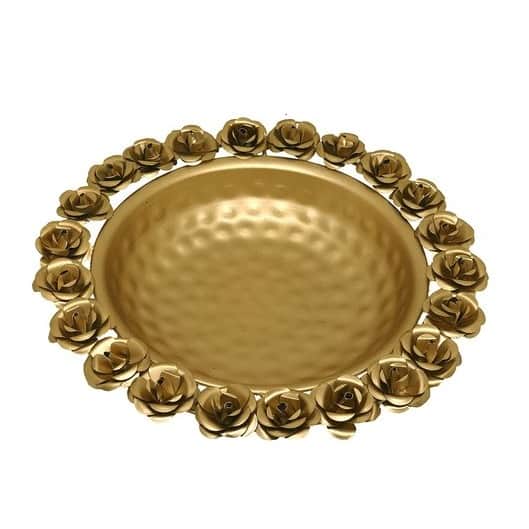 Metal Urli Bowl for Flowers - front_view