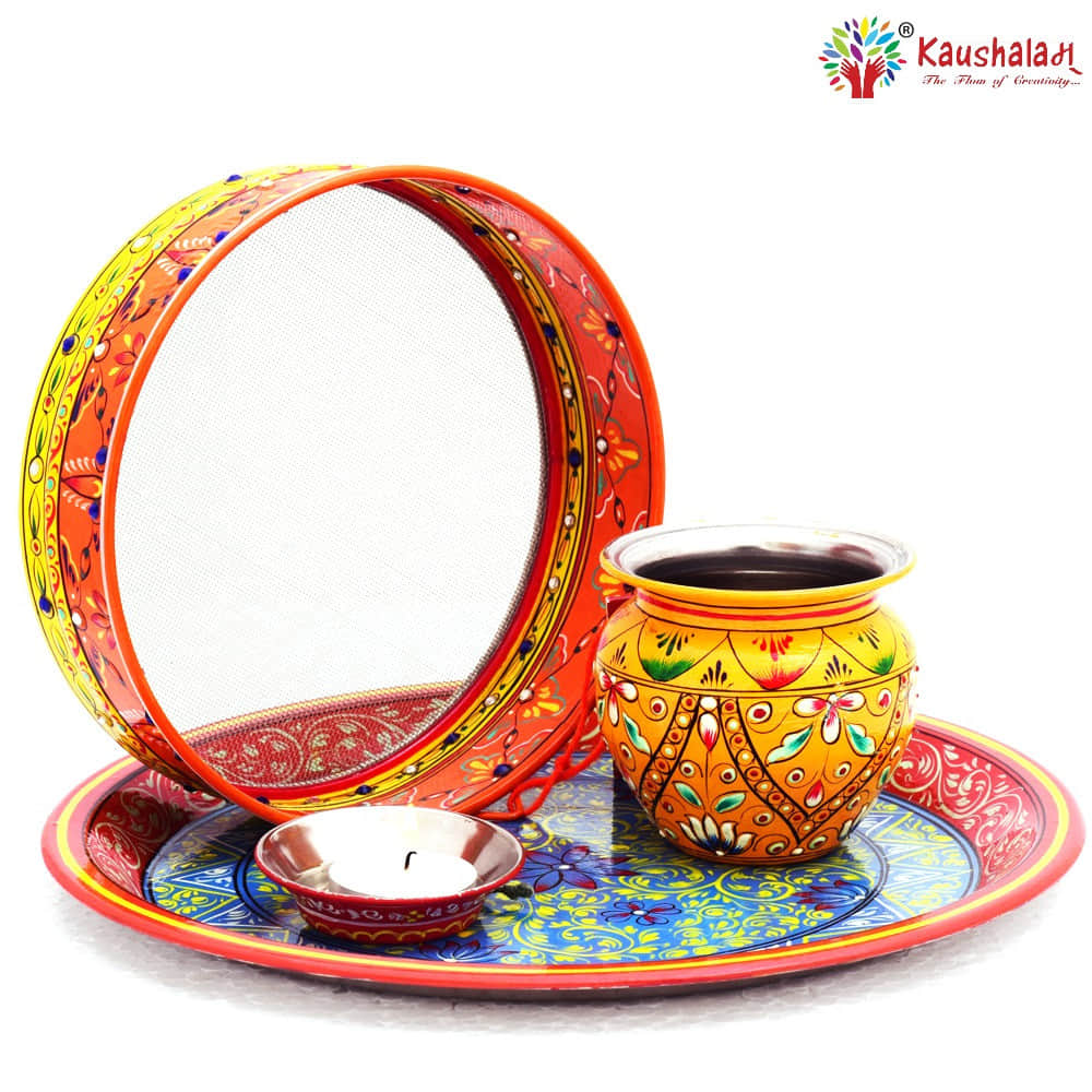 Karwa Chauth Plate Set - photo