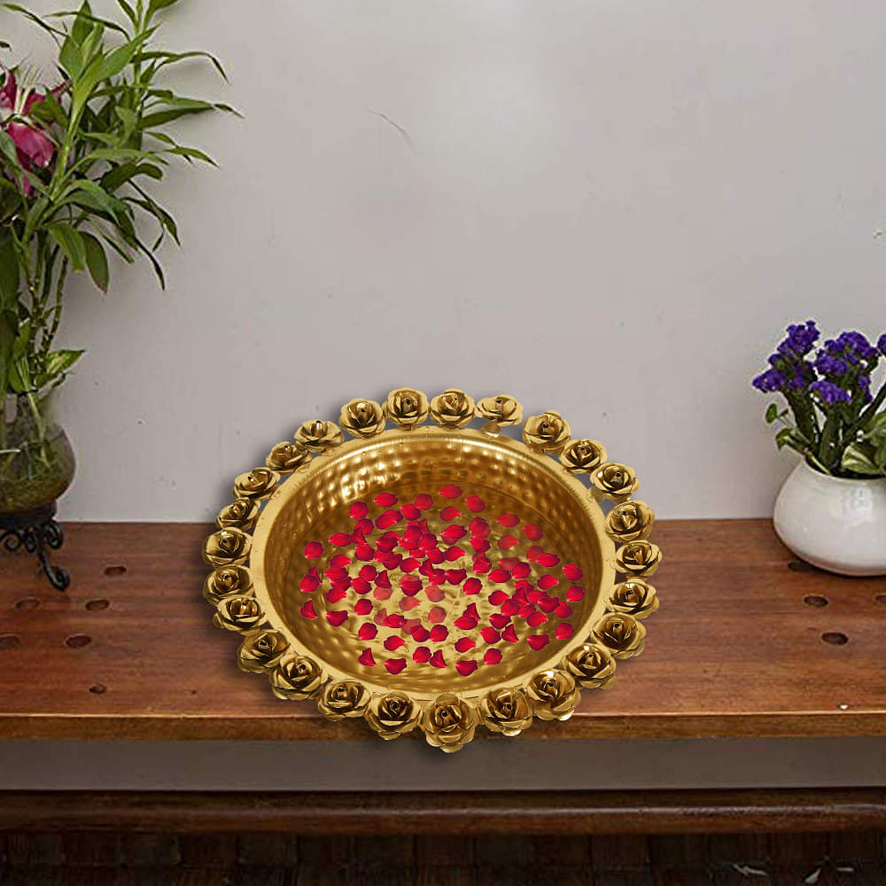 Metal Urli Bowl for Flowers - photo