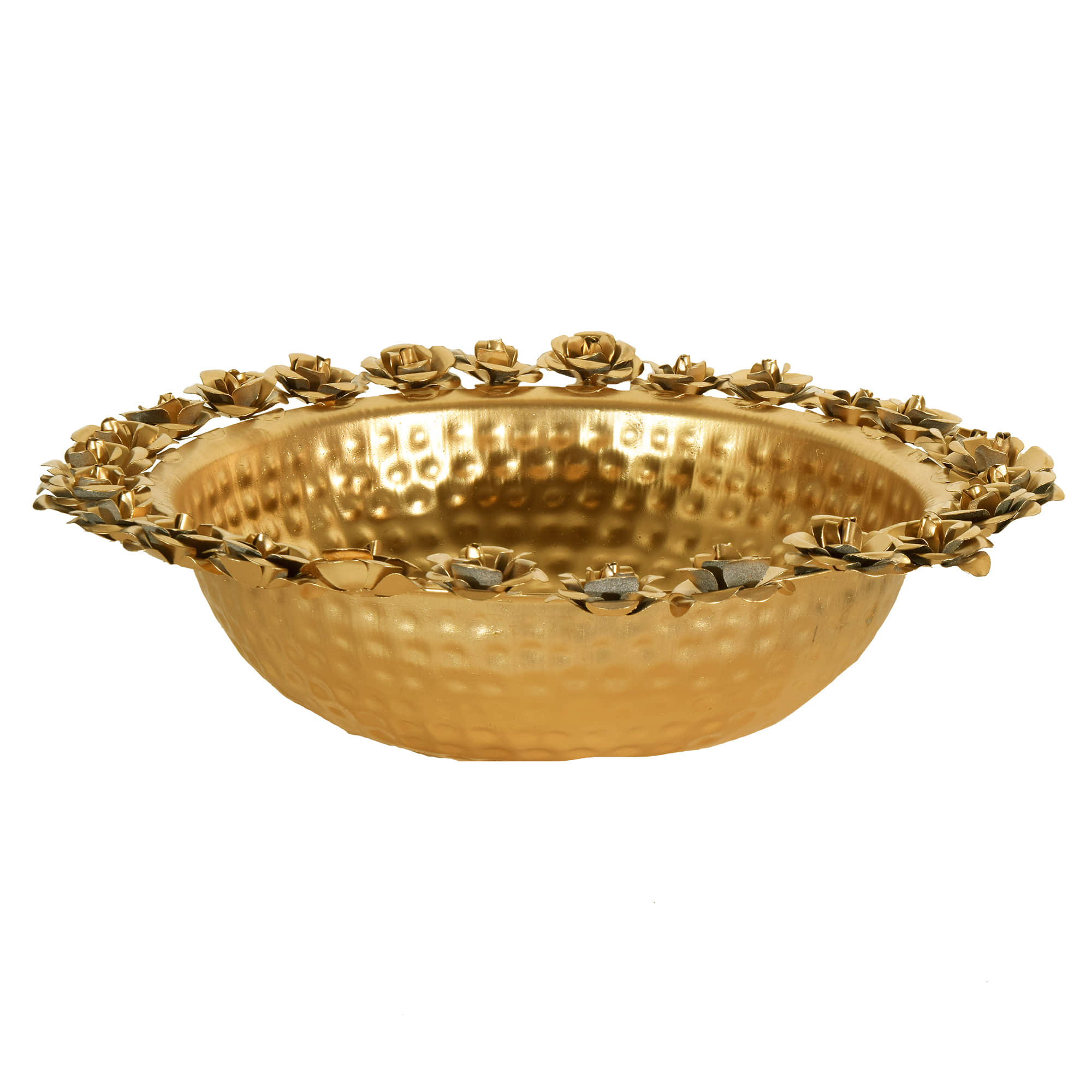 Metal Urli Bowl for Flowers - left_view