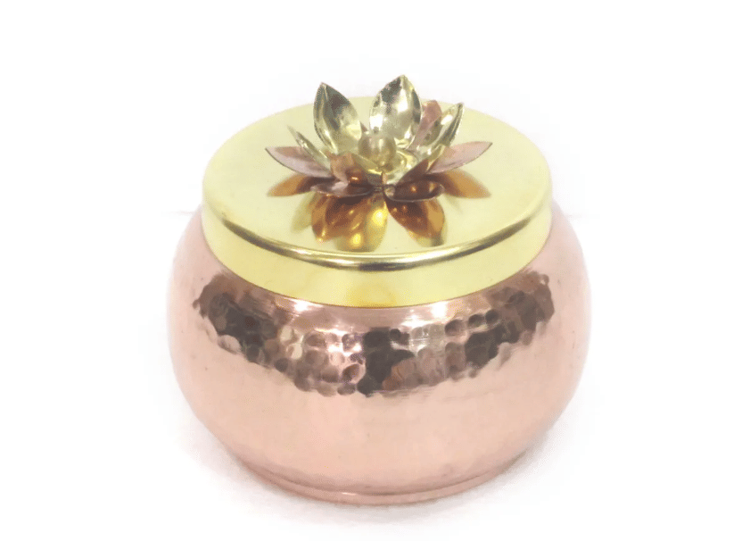 Metal Hammered Gifting Jar for Dry Fruits (set of 1) - top_view