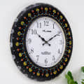 Victoria - Black Floral Hand Painted Wooden Wall Clock - photo