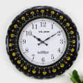 Victoria - Black Floral Hand Painted Wooden Wall Clock - front_view