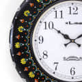 Victoria - Black Floral Hand Painted Wooden Wall Clock - top_view