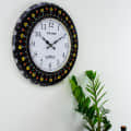 Victoria - Black Floral Hand Painted Wooden Wall Clock - left_view