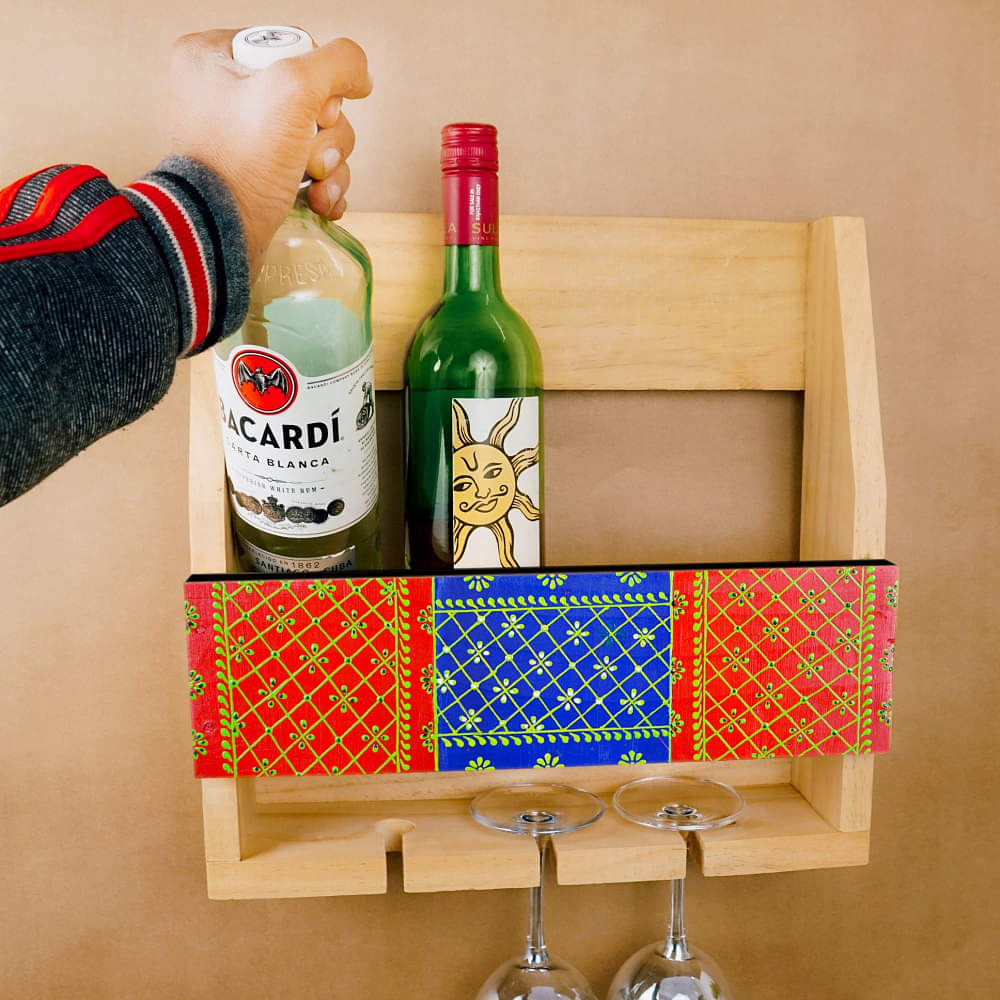 Mini Bar Cabinet - 3 Bottles Holder - photo