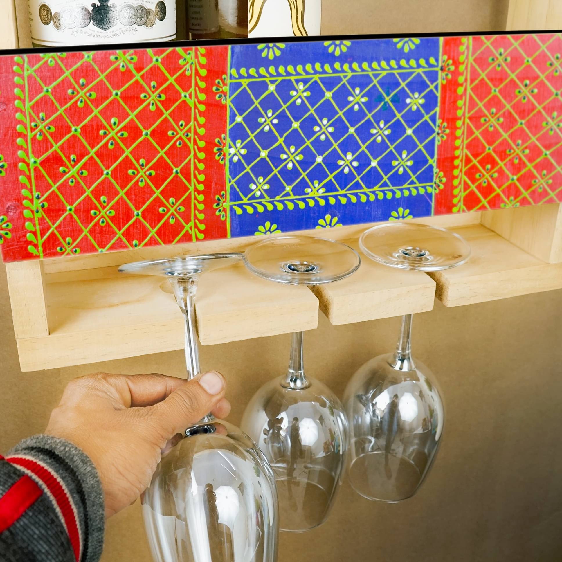 Mini Bar Cabinet - 3 Bottles Holder