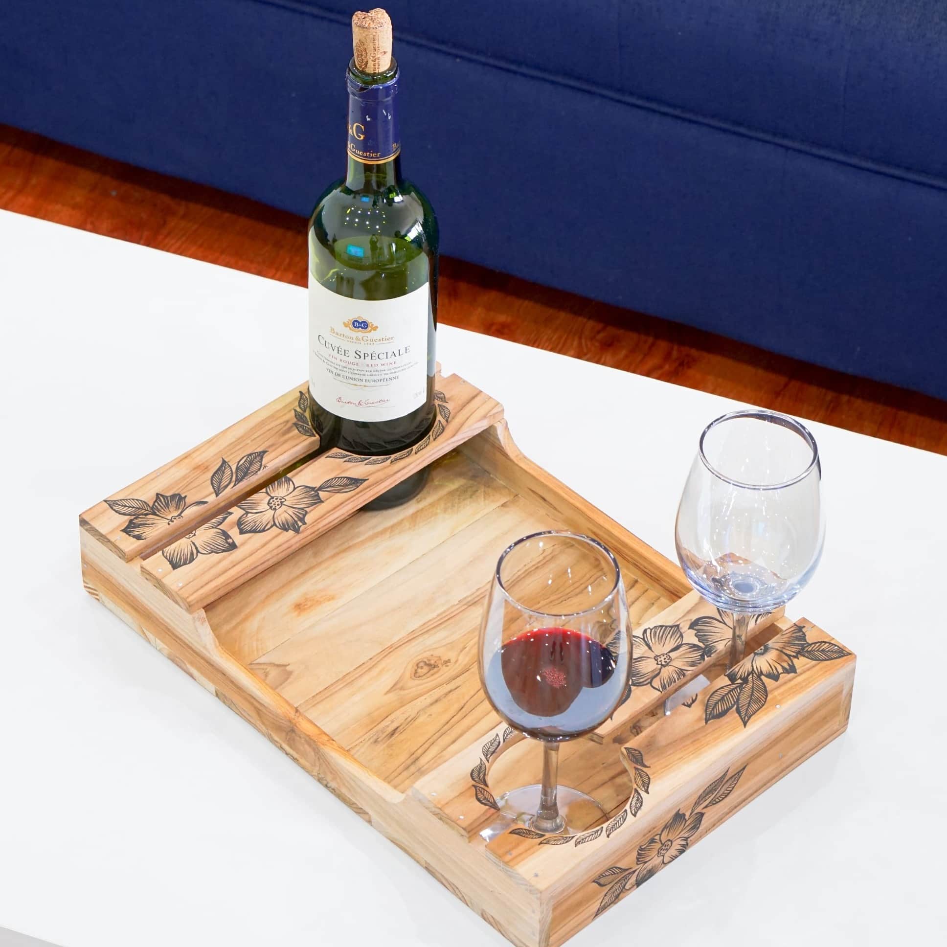 Hand Crafted Wooden Tray - front_view