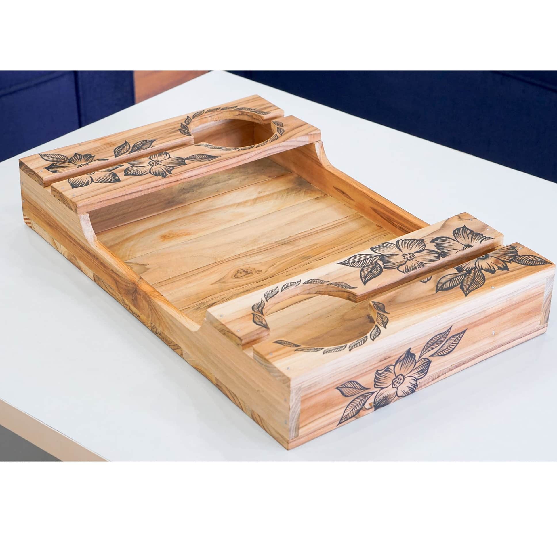 Hand Crafted Wooden Tray - top_view