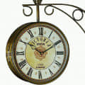 Metal Analog Vintage Double Sided Station Clock (Golden Flower Dail, 8 INCH) - photo
