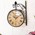 London Vintage Victoria Metal Double Sided Station Wall Clock with Dial (Brown dial, 8 inches) - photo