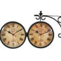 London Vintage Victoria Metal Double Sided Station Wall Clock with Dial (Brown dial, 8 inches) - front_view