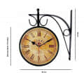 London Vintage Victoria Metal Double Sided Station Wall Clock with Dial (Brown dial, 8 inches) - top_view