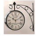 Antique Double Sided Railway Station/Platform Analogue Iron Metal Wall Clock (Black, 8 X 8 Inch) - photo