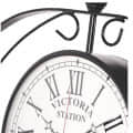 Antique Double Sided Railway Station/Platform Analogue Iron Metal Wall Clock (Black, 8 X 8 Inch) - front_view