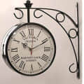 Antique Double Sided Railway Station/Platform Analogue Iron Metal Wall Clock (Black, 8 X 8 Inch) - top_view