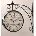 Antique Double Sided Railway Station/Platform Analogue Iron Metal Wall Clock (Black, 8 X 8 Inch) - rear_view