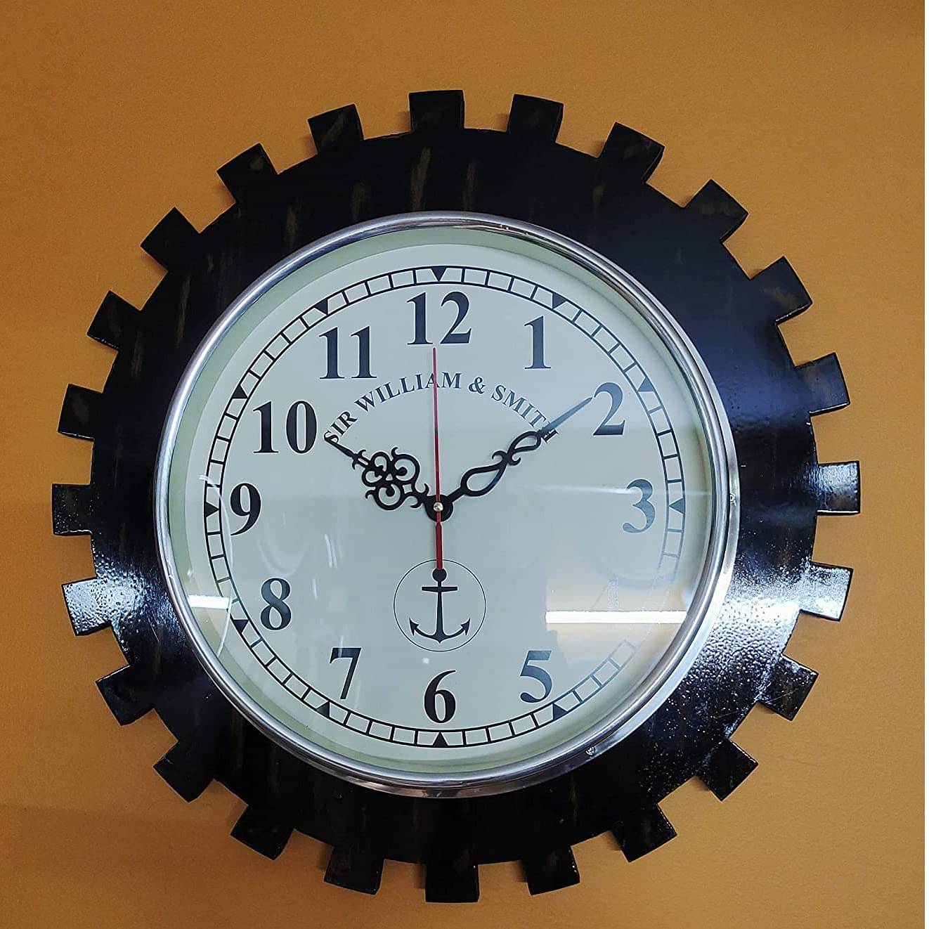 Wooden Wall Clock Antique Vintage Style Art Unique Decorative, Brown, (20 inch)