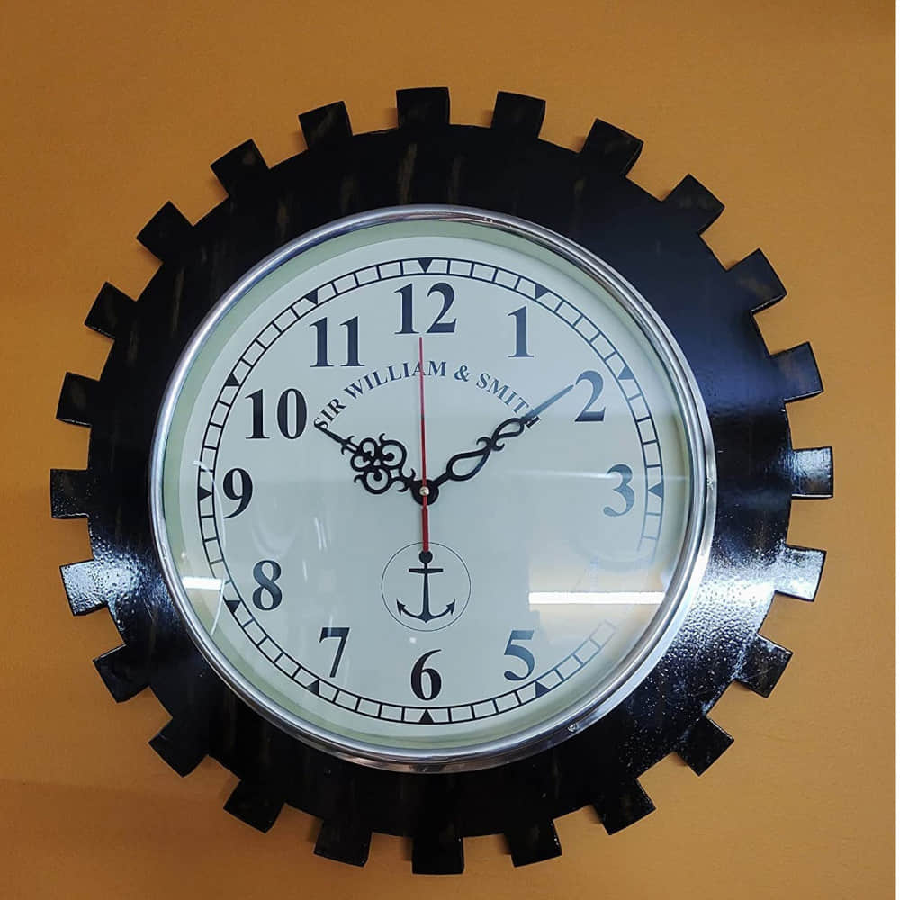 Wooden Wall Clock Antique Vintage Style Art Unique Decorative, Brown, (20 inch) - photo