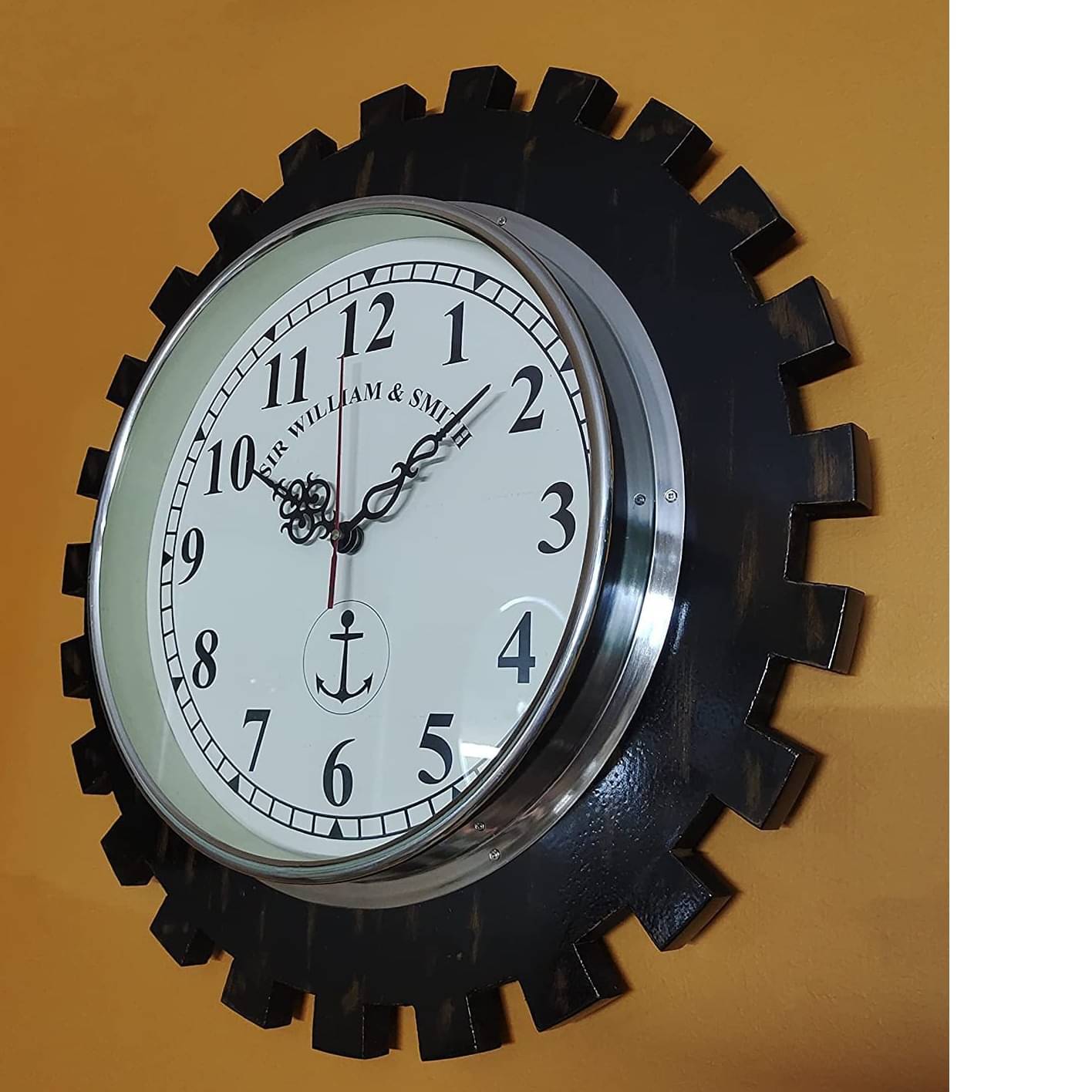 Wooden Wall Clock Antique Vintage Style Art Unique Decorative, Brown, (20 inch)