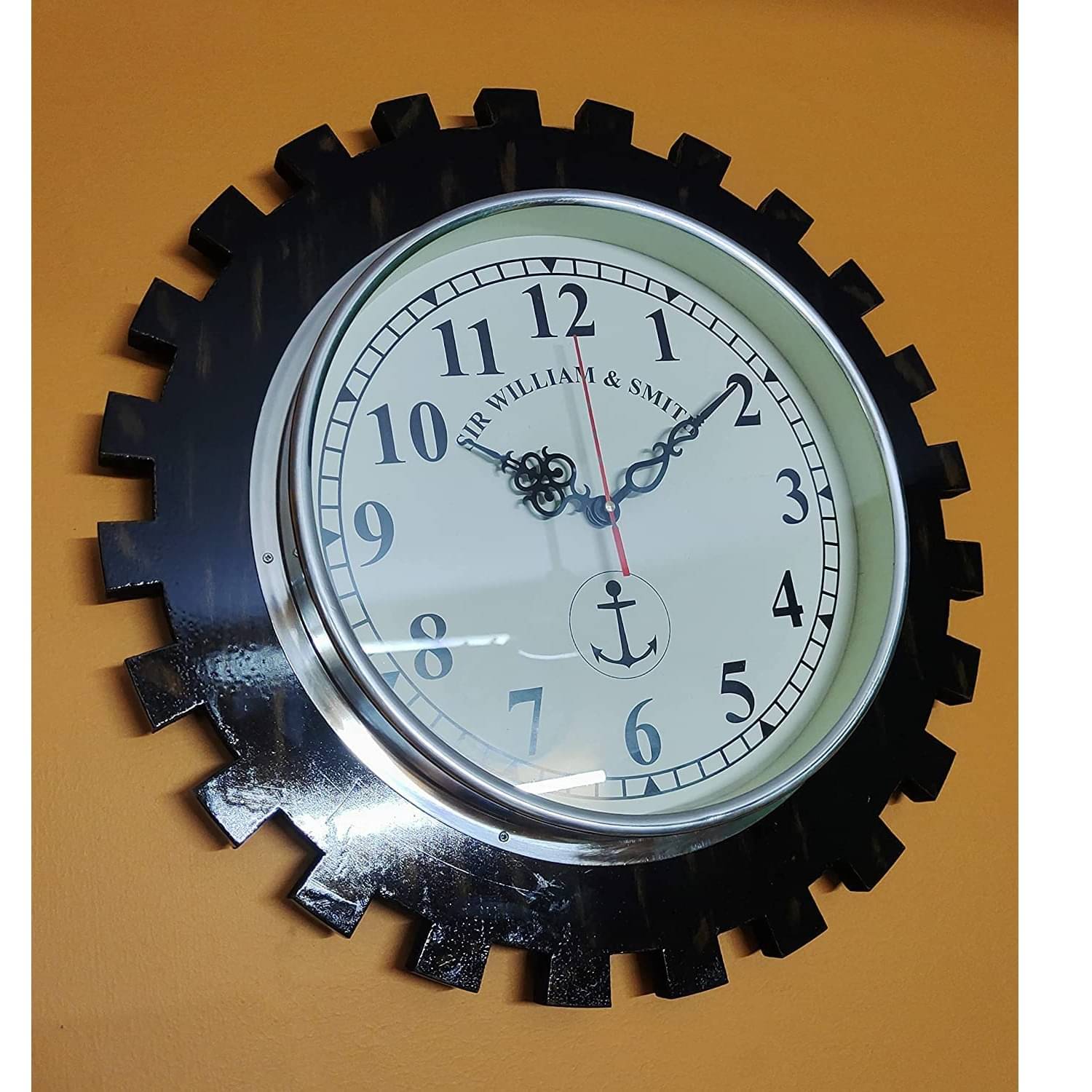 Wooden Wall Clock Antique Vintage Style Art Unique Decorative, Brown, (20 inch)