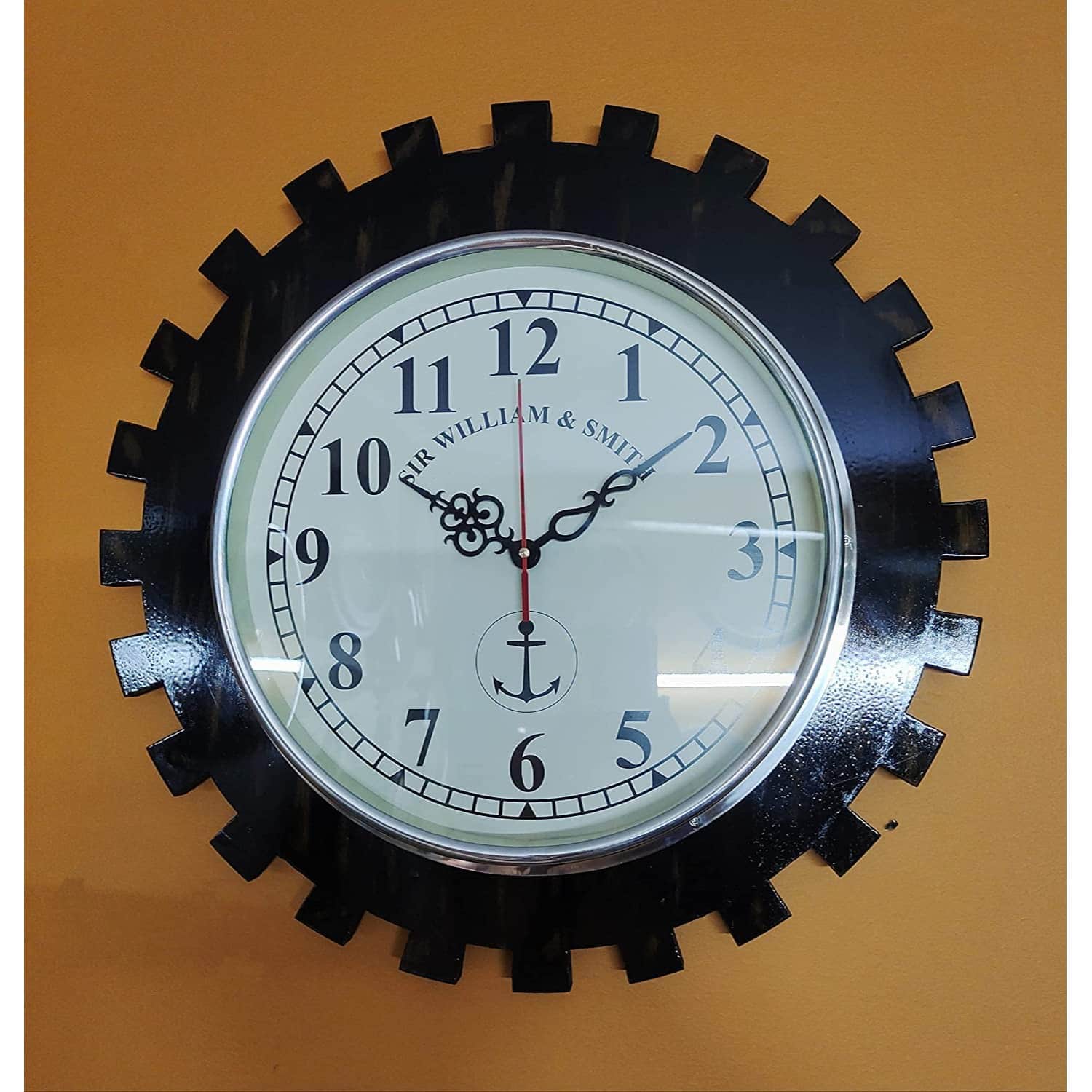 Wooden Wall Clock Antique Vintage Style Art Unique Decorative, Brown, (20 inch) - right_view