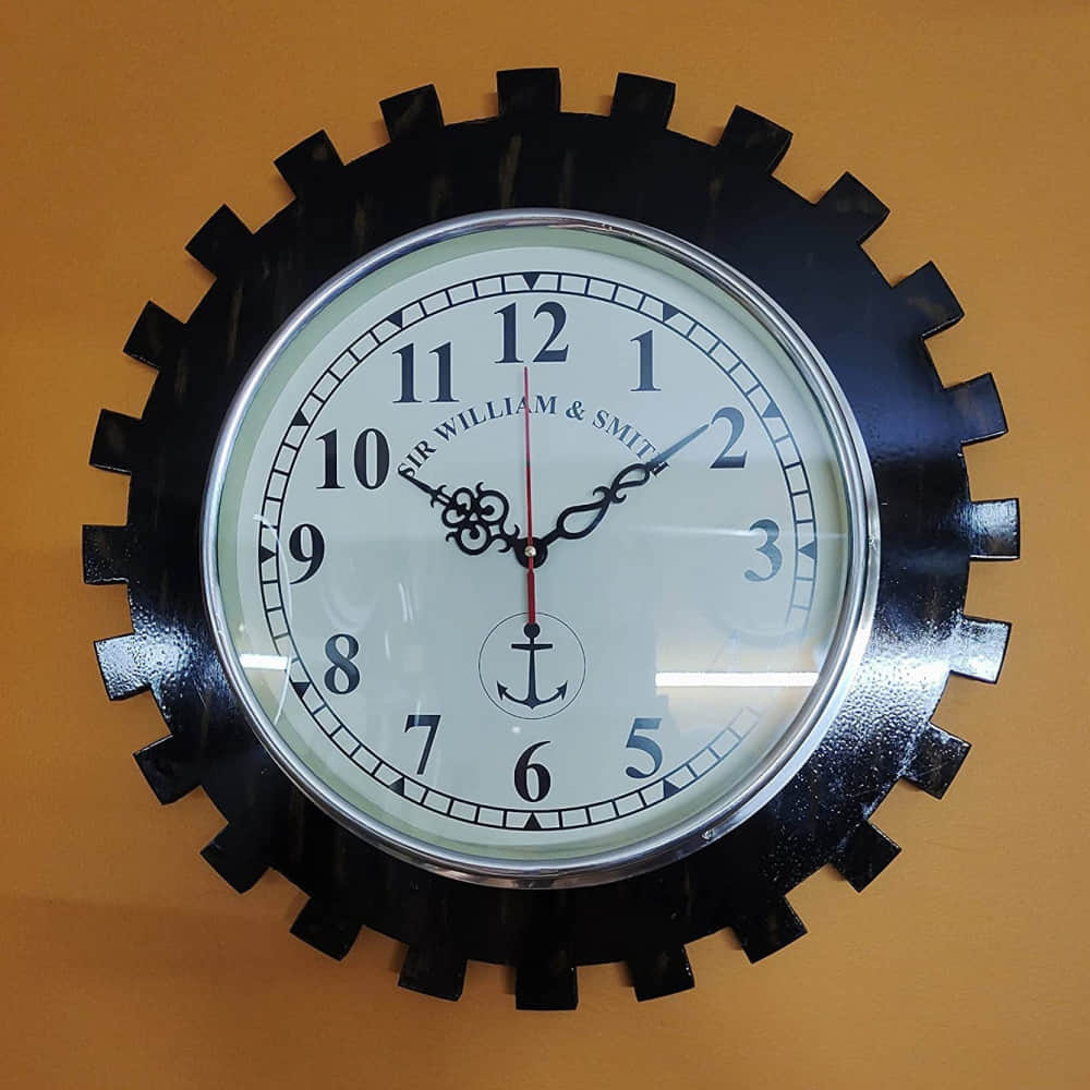 Wooden Wall Clock Antique Vintage Style Art  Brown, (12 inch) - photo