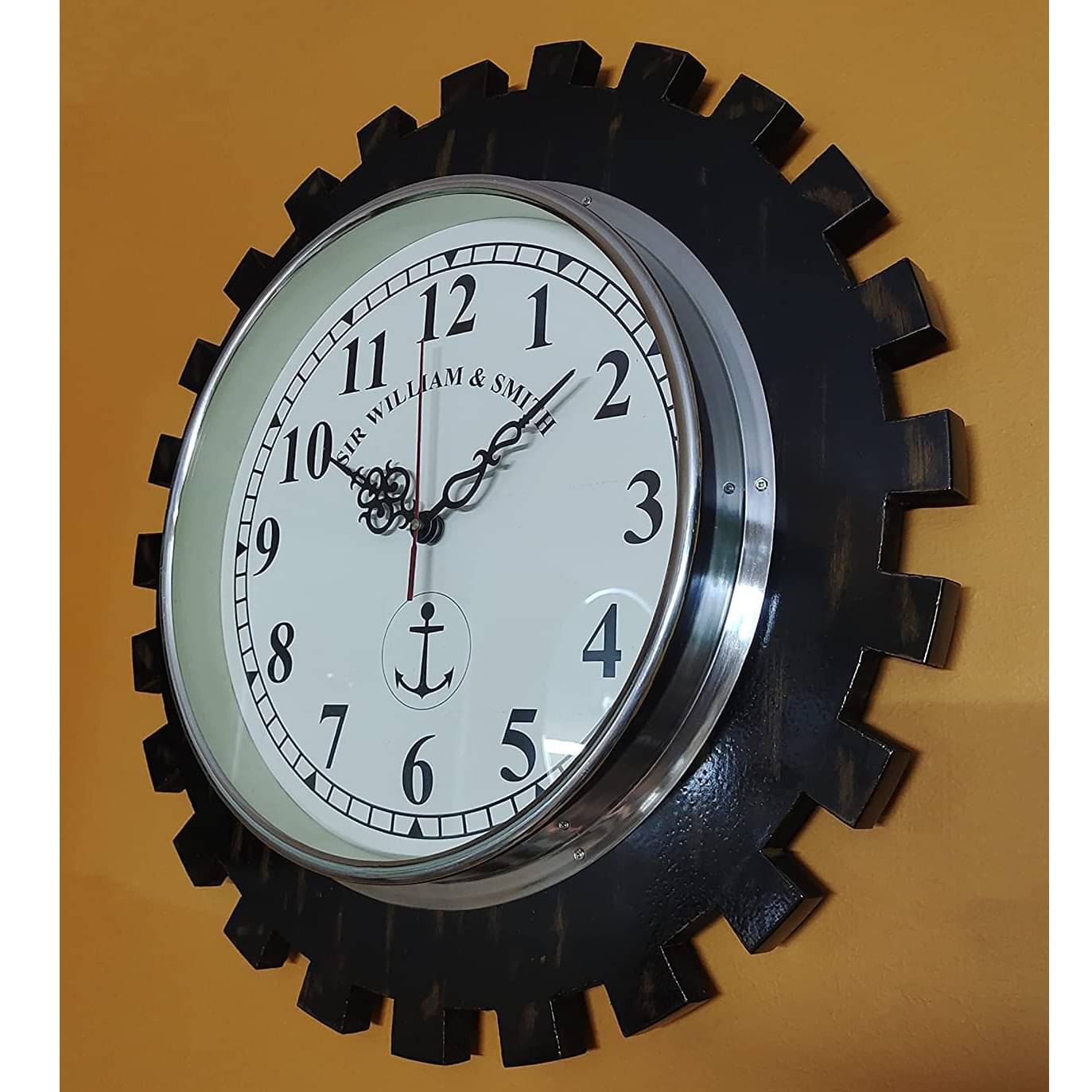 Wooden Wall Clock Antique Vintage Style Art  Brown, (12 inch)