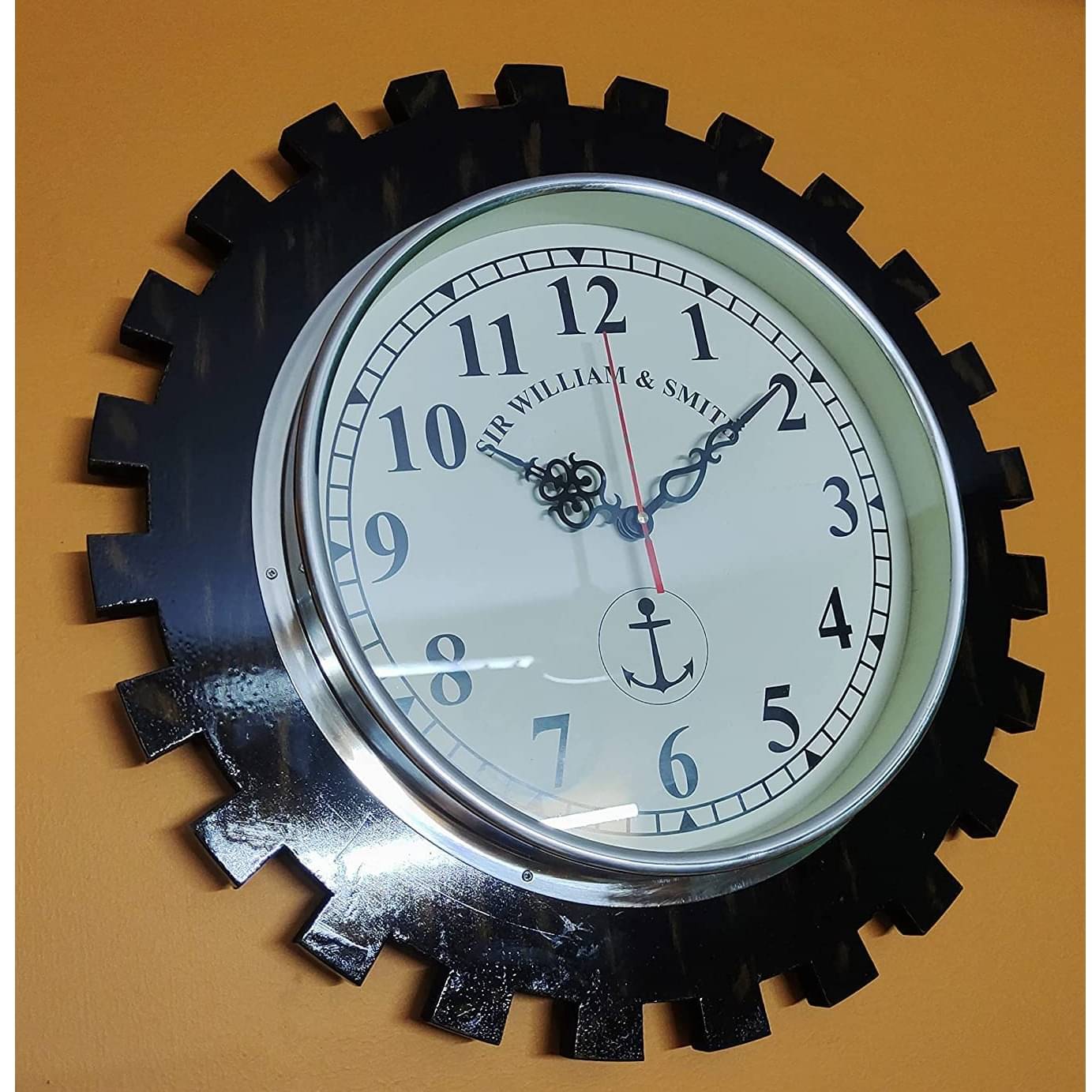 Wooden Wall Clock Antique Vintage Style Art  Brown, (12 inch)