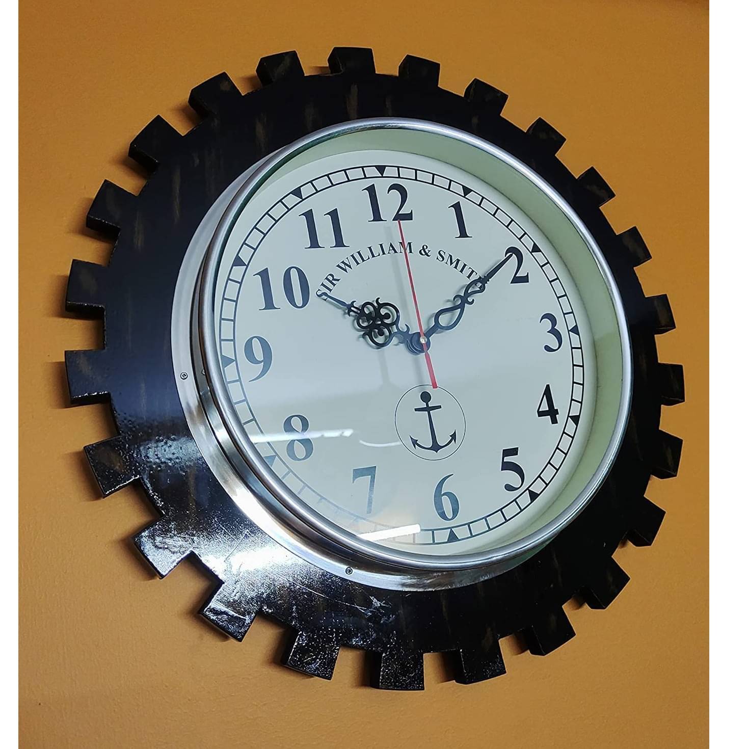 Wooden Wall Clock Antique Vintage Style Art  Brown, (12 inch)