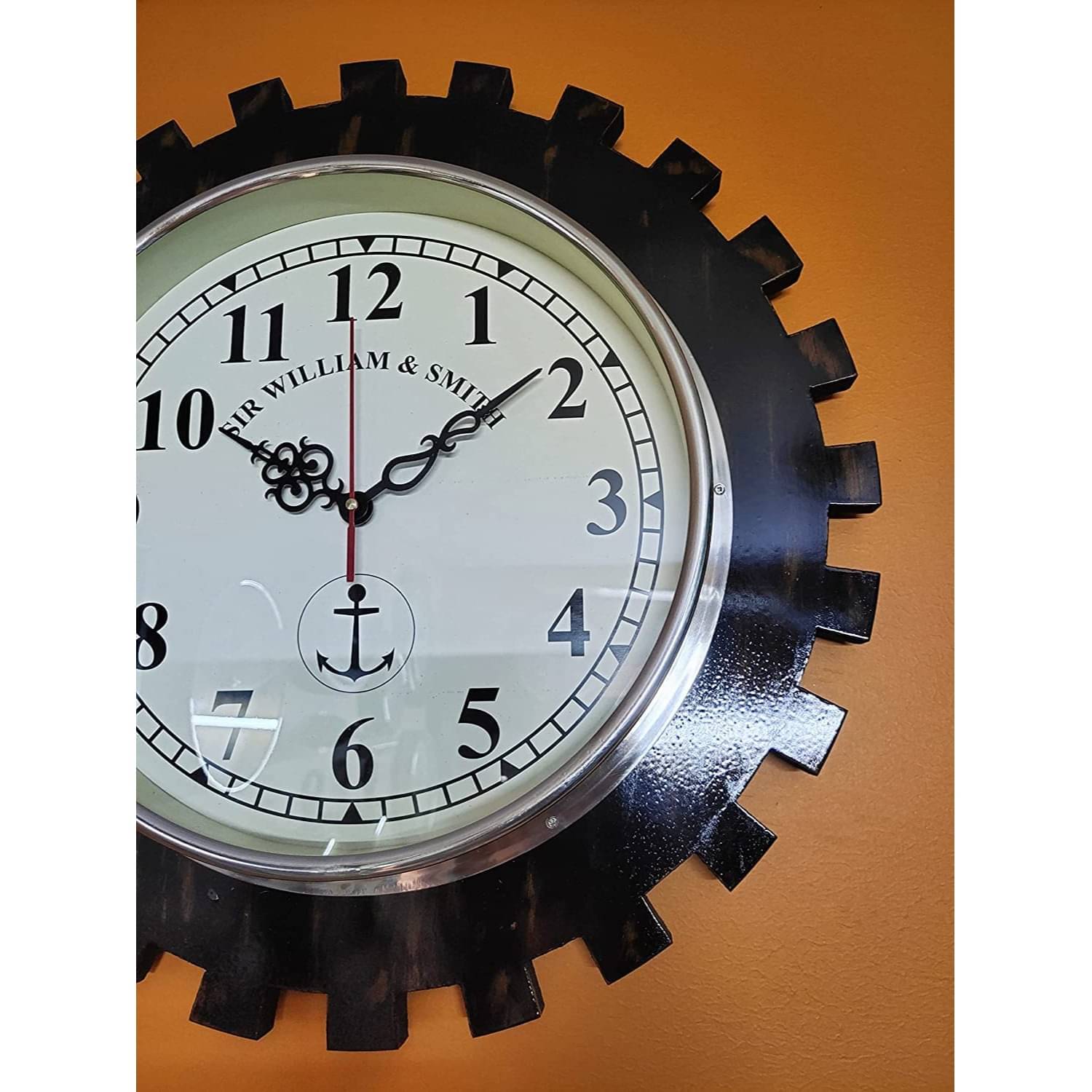 Wooden Wall Clock Antique Vintage Style Art  Brown, (12 inch)