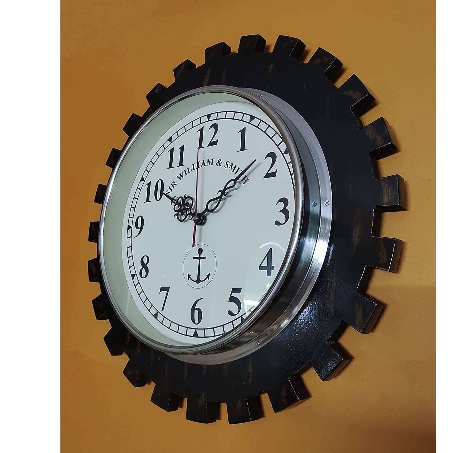 Antique Vintage Wooden Wall Clock, Black, (18 inch)