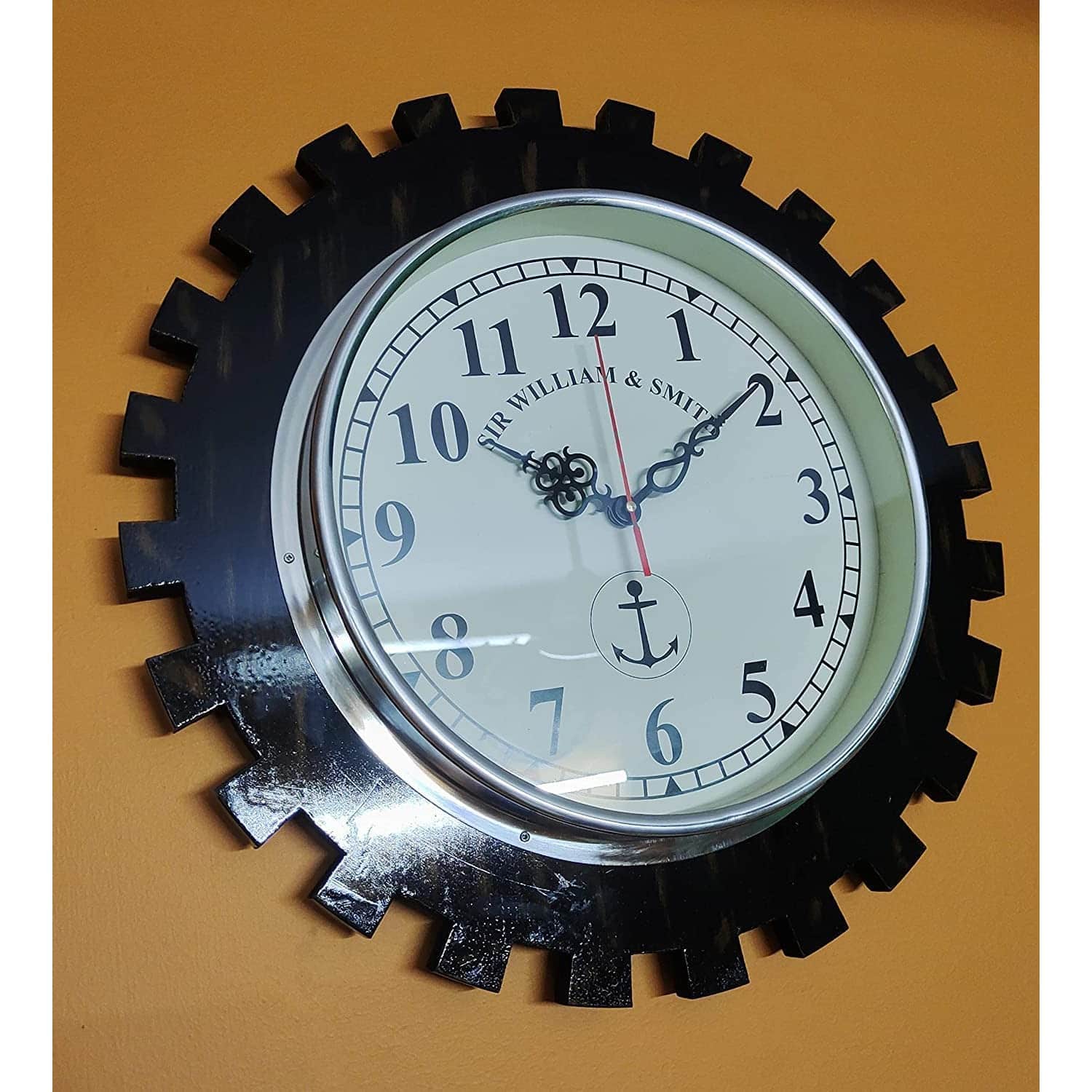Antique Vintage Wooden Wall Clock, Black, (18 inch) - rear_view