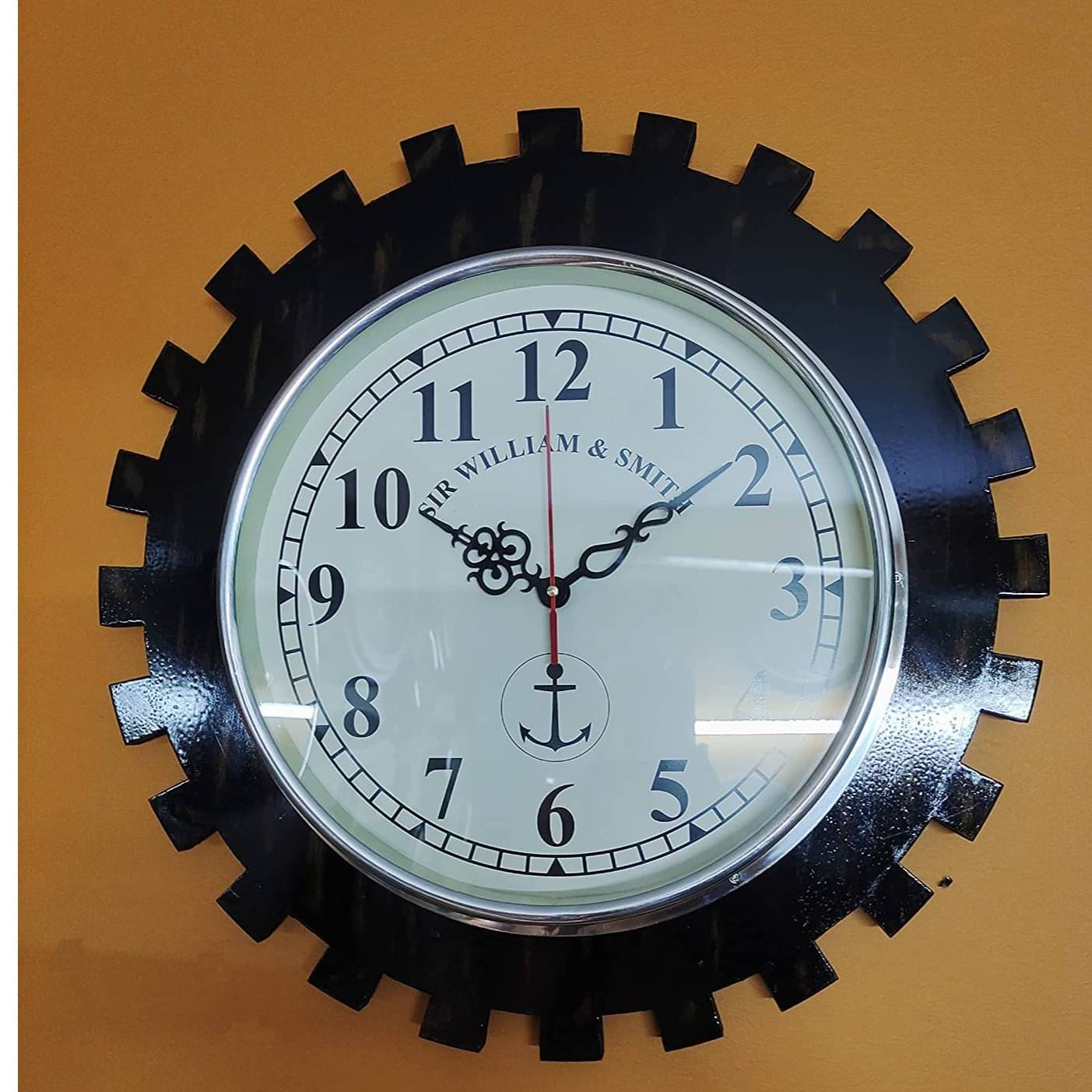 Antique Vintage Wooden Wall Clock, Black, (18 inch)