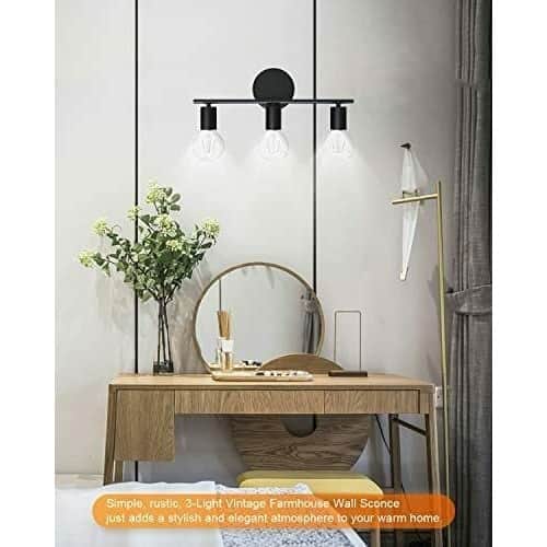 Wall Decor Bathroom Vanity Light Fixture Modern Matte Black 3-Light - top_view