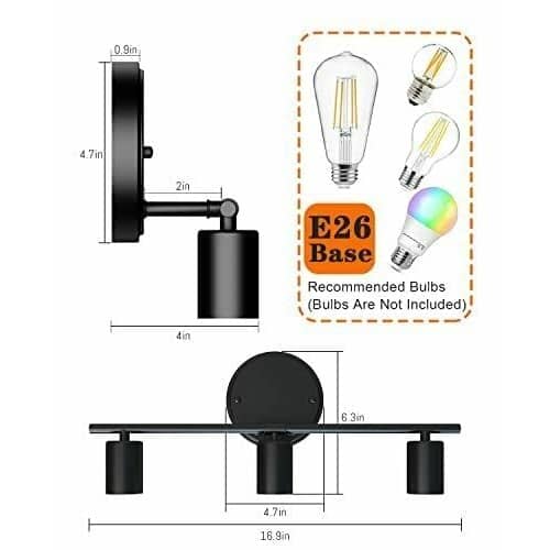 Wall Decor Bathroom Vanity Light Fixture Modern Matte Black 3-Light