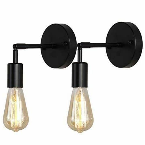 Antique Matte Black Bathroom Wall Sconce Set of 2 Vintage Industrial Wall Decor Lamp