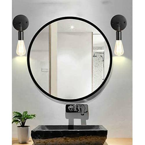 Antique Matte Black Bathroom Wall Sconce Set of 2 Vintage Industrial Wall Decor Lamp