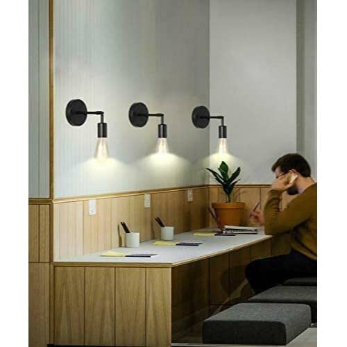 Antique Matte Black Bathroom Wall Sconce Set of 2 Vintage Industrial Wall Decor Lamp