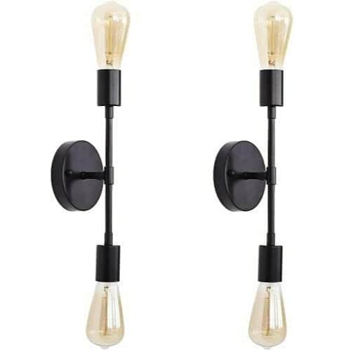 Wall Light Decorative Round Cage Pendant Hanging Light  (Black) - Pack of 2 - front_view