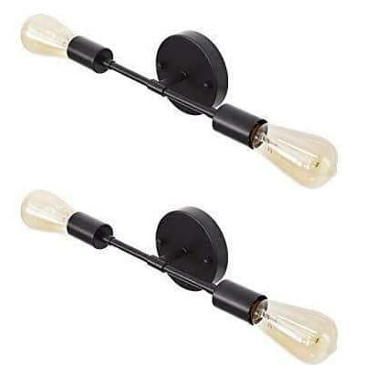 Wall Light Decorative Round Cage Pendant Hanging Light  (Black) - Pack of 2 - top_view