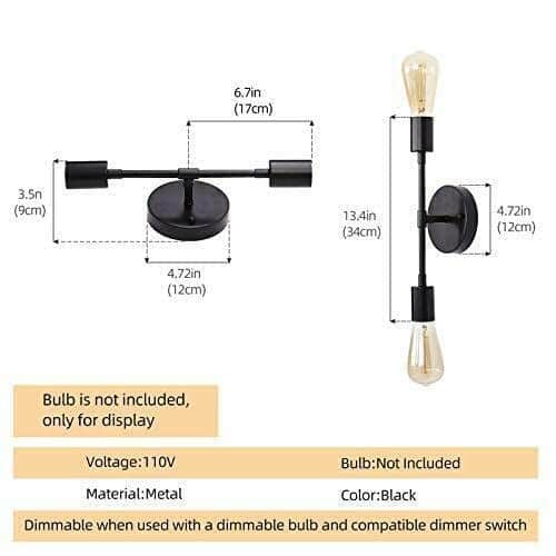 Wall Light Decorative Round Cage Pendant Hanging Light  (Black) - Pack of 2 - left_view