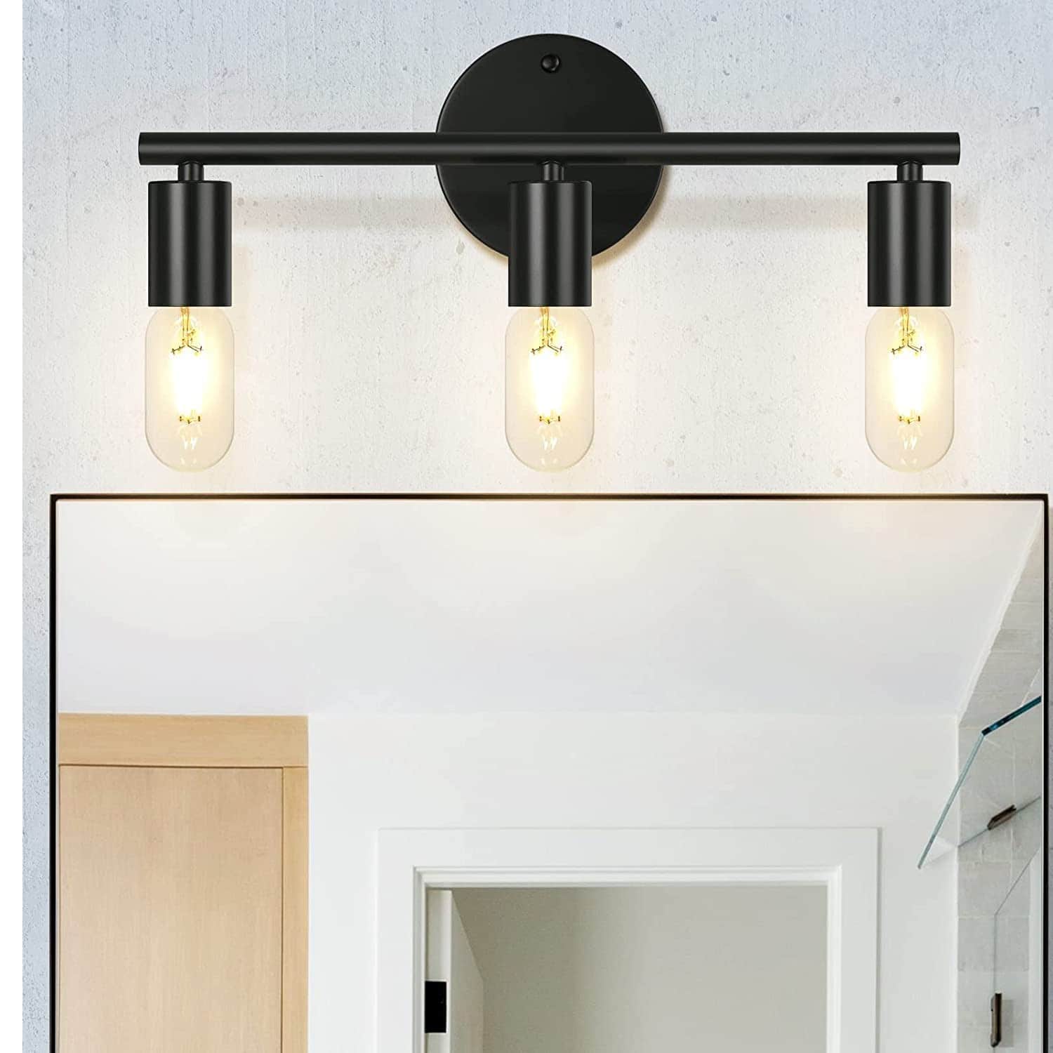 Beautiful Black Wall Lighting 3 Holder -Brass Black Wall Lamp Vanity Light Fixture, Black Wall Light Sconce , Bedroom Sconce Decorative - front_view