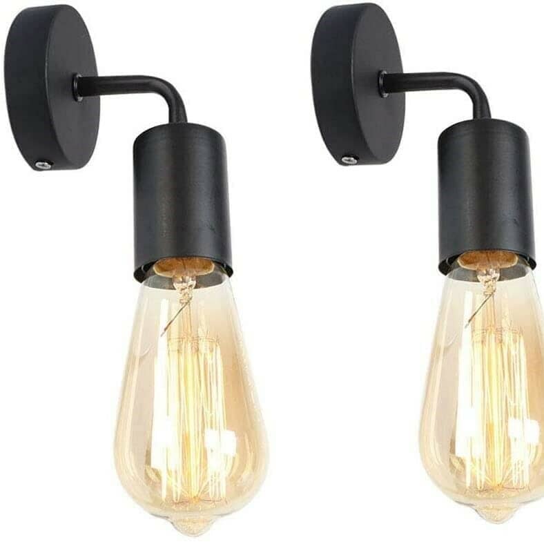 Beautiful Antique Glass Wall Light Black on Solid Metal Wall Decor Sconce (Pack of 2) Light