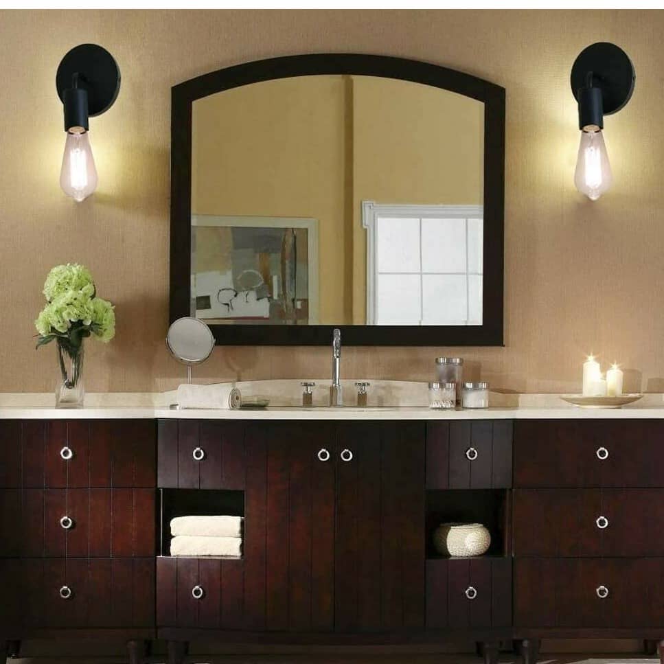 Beautiful Antique Glass Wall Light Black on Solid Metal Wall Decor Sconce (Pack of 2) Light